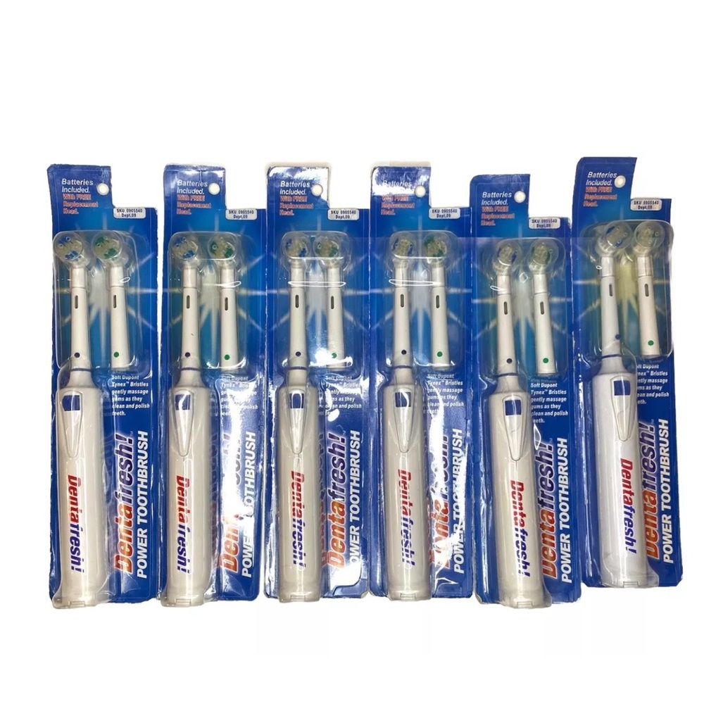 Lot Of 6 Dentafresh! Power Electric Toothbrush W. Extra Brush Battery Operated